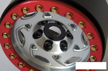 SSD 1.9" Champion Beadlock Wheels SILVER RED ring SSD00248 TF2 Marlin Alloy Hex