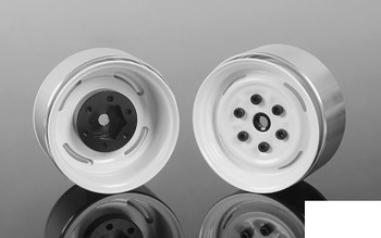 Vintage Yota 6 Lug Stamped Steel 1.55" Beadlock Wheels WHITE Z-W0288 RC4WD
