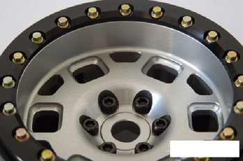 SSD 2.2" Contender Beadlock Wheels SILVER SSD00318 6 bolt assembly Scale Bolts