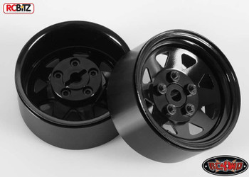 5 Lug Wagon 1.9 scale Steel Stamped Beadlock Wheels BLACK Pin Mount realistic[(4) One Set]