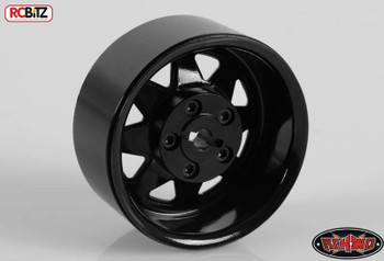 5 Lug Wagon 1.9 scale Steel Stamped Beadlock Wheels BLACK Pin Mount realistic[(4) One Set]