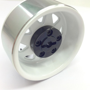 5 Lug Wagon 1.9 scale Steel Stamped Beadlock Wheels WHITE Pin Mount realistic[(4) One Set]