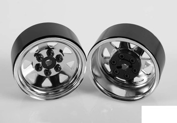 6 Lug Wagon 1.9 scale Steel Stamped Beadlock Wheels CHROME Pin Mount Z-W0002