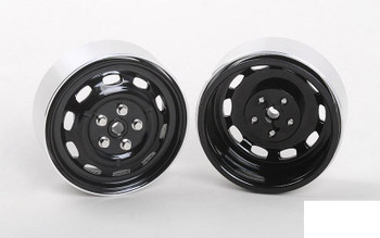 Stamped Steel 1.7" 10-Oval Hole Wheels BLACK Z-W0313 RC4WD 5 Lug pin mount