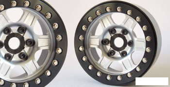 SSD 1.9" Challenger Beadlock Wheels SILVER SSD00385 scale 6 spoke Black Beadlock
