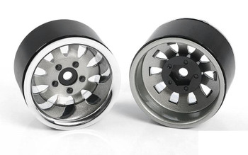 1.9" 5 Lug Steel Wheels w/ Chrome Beauty Ring SILVER Z-W0327 RC4WD 10 spoke
