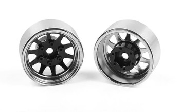 OEM 6-Lug Stamped Steel 1.55" Beadlock Wheels BLACK & CHROME Z-W0337 RC4WD