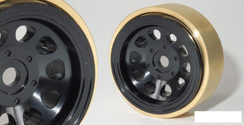 SSD 1.0" Aluminum / Brass D Hole Wheels BLACK SSD00458 24g SCX24 18th G2 Wheel