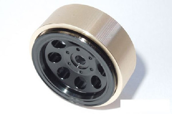 SSD 1.0" Aluminum / Brass 8 Hole Wheels BLACK SSD00506 24g SCX24 18th G2 Wheel