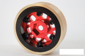 SSD 1.0" Aluminum / Brass Boxer Wheels (Red) SSD00550 7mm Hex SCX24 18th D90