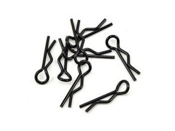 Fastrax Black Small Body Clips (8) FAST212BK R-pins 20mm 1.2mm wire