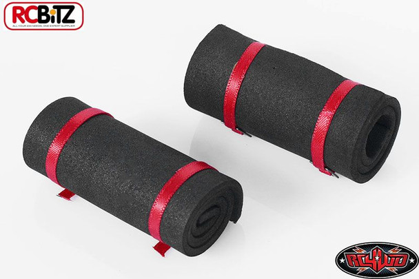 1/10 Scale Sleeping Roll Mat bed w/ straps 2 BLACK Red Straps 10th TOY Z-S1302