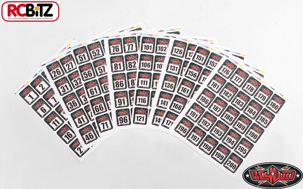 RC4WD Event Numbers Decal Sheets 1 200 Gate Truck Markers Race Number Z-L0090
