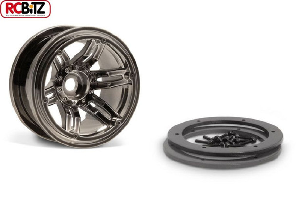 2.2 Rockster Beadlocks Scaler crawler Wheels 12mm Hex BLACK Chrome Wraith AX8095