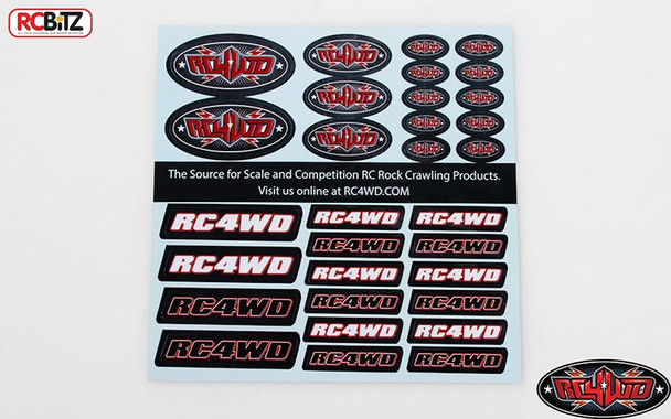 RC4WD Logo Small Decal Sticker Sheet set emblem Z-S1270 Red oval 3 sizes RC Bits