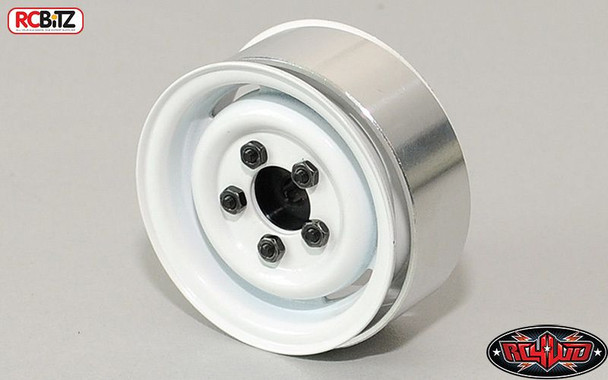 1.55" Landy Vintage Stamped Steel Beadlock Wheels White Land Rover RC4WD Z-W0076
