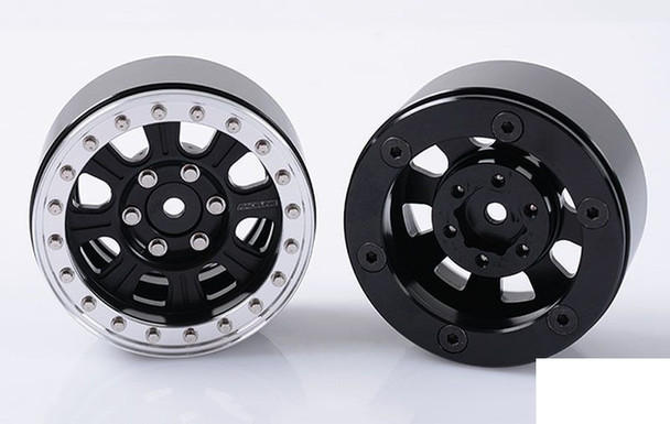 RC4WD Raceline Monster 1.9" Beadlock Wheels Black Silver Ring Scale Nuts Z-W0189