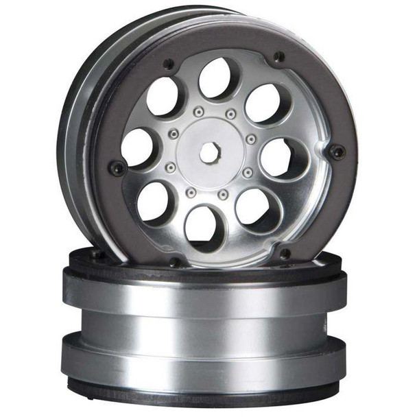 Axial 1.9 8 Hole Beadlock Scale Wheels 2 CHROME AX8088 Plastic with HUBS