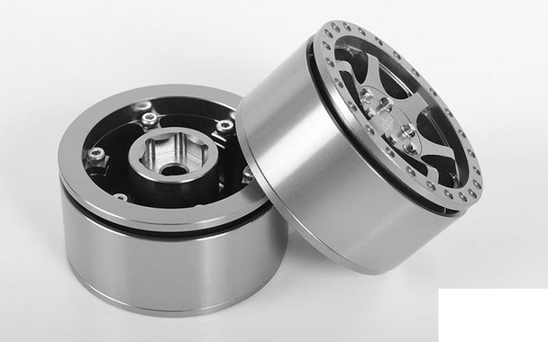 RC4WD Rotiform Six-OR 1.55" Beadlock Wheels Z-W0115 5 Spoke SILVER Scale Hubs