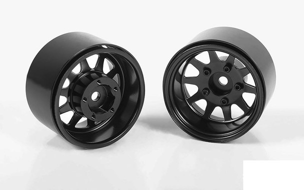 Deep Dish Wagon 1.55" Stamped Steel Beadlock Wheels BLACK Z-W0281 RC4WD TF2
