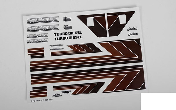 Complete Graphic Decal Set for Cruiser Body Z-B0142 RC4WD Brown Side Stripe TOY
