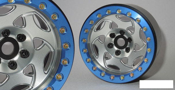SSD 2.2" Champion Beadlock Wheels SILVER BLUE ring SSD00238 SSD-RC Crawler