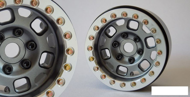 SSD 1.9" Contender Beadlock Wheels GREY SILVER ring SSD00264 6 bolt design SLW