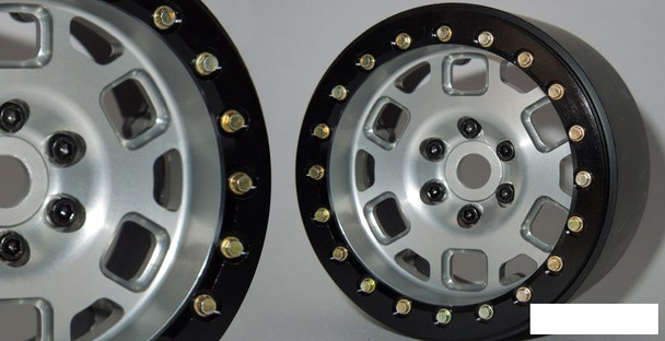 SSD 2.2" Contender Beadlock Wheels SILVER SSD00318 6 bolt assembly Scale Bolts