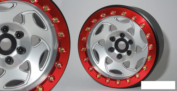 SSD 2.2" Champion Beadlock Wheels (Silver/Red) SSD00345 TRX-4 TRX4 Traxxes SSDRC