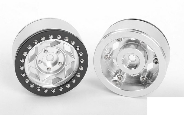 RC4WD Rogue 1.9" Beadlock Wheels Z-W0314 RC4WD Star Silver Black Ring Hex mount