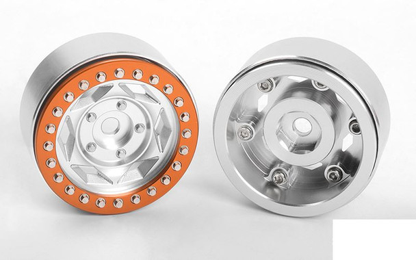 RC4WD Rogue 1.7" Beadlock Wheels Z-W0315 RC4WD Star Silver Orange Ring Hex mount