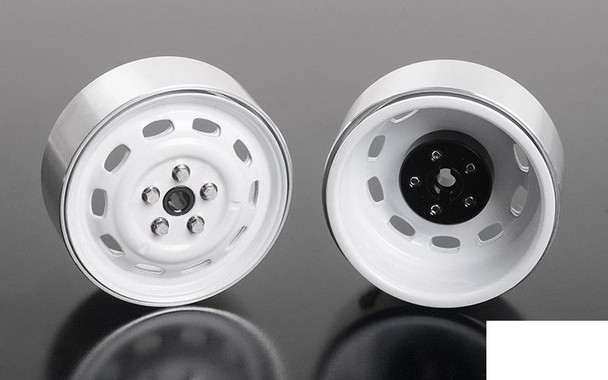 Stamped Steel 1.7" 10-Oval Hole Wheels WHITE Z-W0311 RC4WD 5 Lug pin mount