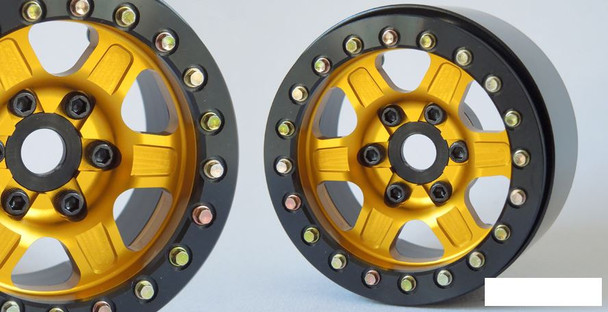 SSD 1.9" Challenger Beadlock Wheels GOLD YELLOW SSD00382 6 spoke 12mm Hex