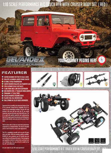 RC4WD Gelande II RTR Truck w/ Cruiser Body Set Z-RTR0047 RC4WD FJ40 RED G2 RC4WD Gelande II RTR Truck w/ Cruiser Body Set Z-RTR0047 RC4WD FJ40 RED G2