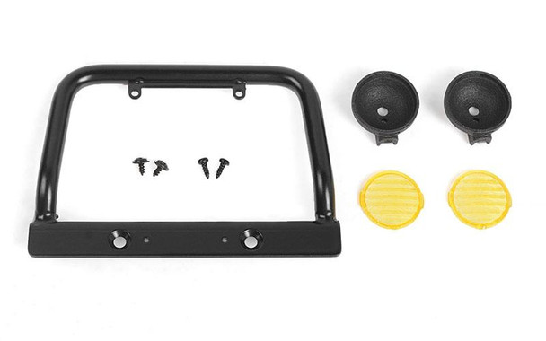 Steel Push Bar Front Bumper Yellow Flood Lights for RC4WD Gelande2 D90 VVV-C1122