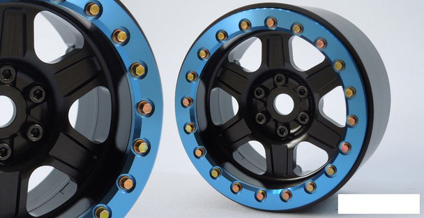 SSD 2.2" Challenger Beadlock Wheels BLACK BLUE SSD00431 8 multi spoke TRX-4