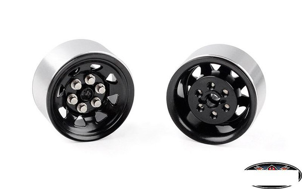 Stamped Steel 0.7" Stock Beadlock Wheels BLACK Z-W0087 RC4WD 1/24 TF2 24th