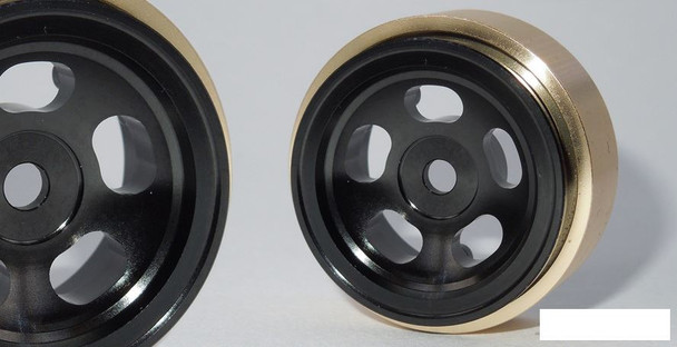 SSD 1.0" Aluminum / Brass Slot Beadlock Wheels BLACK SSD00503 23g SCX24 18th