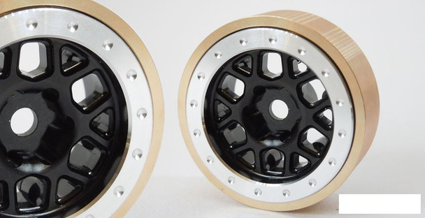 SSD 1.0" Aluminum / Brass Boxer Wheels (Black) SSD00552 7mm Hex SCX24 18th D90
