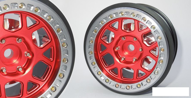 SSD 2.9" Boxer Beadlock Wheels (Red) SSD00553 6 bolt mount 17mm Hex SCX6