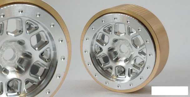 SSD 1.0" Aluminum / Brass Boxer Wheels (Silver) SSD00554 7mm Hex SCX24 18th D90