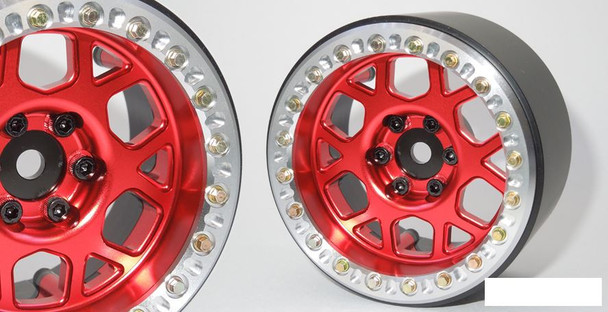 SSD 2.2" Boxer Beadlock Wheels (Red) SSD00559 for Axial Ryft Losi Baja Rey