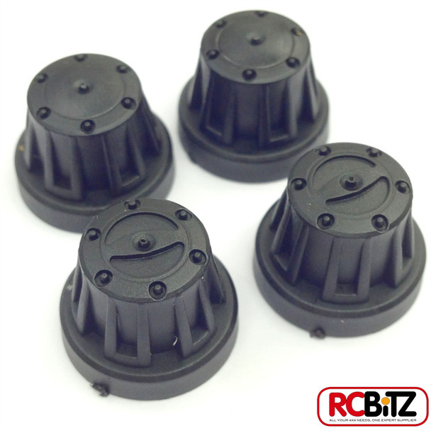 Axial Scale Hub Cover Sets 4pc CAX8079 Fits all SCX10 axles thread Black Hubs
