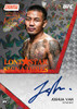 2025 Topps Stadium Club UFC rookie card featuring Joshua Van in the Lone Star Signatures series. Includes blue ink autograph, Flyweight designation, and ultra-rare 1/5 serial—essential for serious MMA collectors.