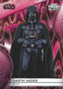 Darth Vader 1/10 parallel card from Topps Chrome Black Star Wars, featuring the iconic Sith Lord on a premium chromium design with vibrant pink refractor background.