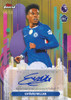 Estevão Willian rookie autograph card from 2025/26 Topps Finest Premier League, featuring a gold parallel numbered to 50 with on-card signature.