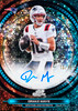 Drake Maye 2025 Topps Cosmic Chrome Football Equinox rookie autograph card featuring the New England Patriots quarterback on a Black Eclipse Refractor parallel numbered 10/10.