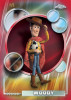 2026 Topps Chrome Disney Woody Red Refractor card numbered 1/5 featuring the iconic Toy Story cowboy character in a premium chrome parallel design.