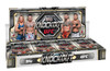 2026 Topps Knockout UFC Hobby Box product image featuring Kayla Harrison, Max Holloway, Ilia Topuria, and Joshua Van with four packs and four hits per box.
