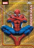 2026 Topps Chrome Marvel Spider-Man Superfractor 1/1 insert featuring dynamic web-slinging artwork and a brilliant gold spiral background.
